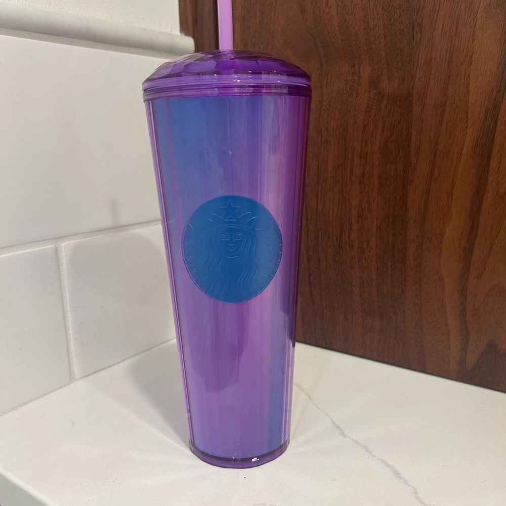 Purple Tumbler with Straw